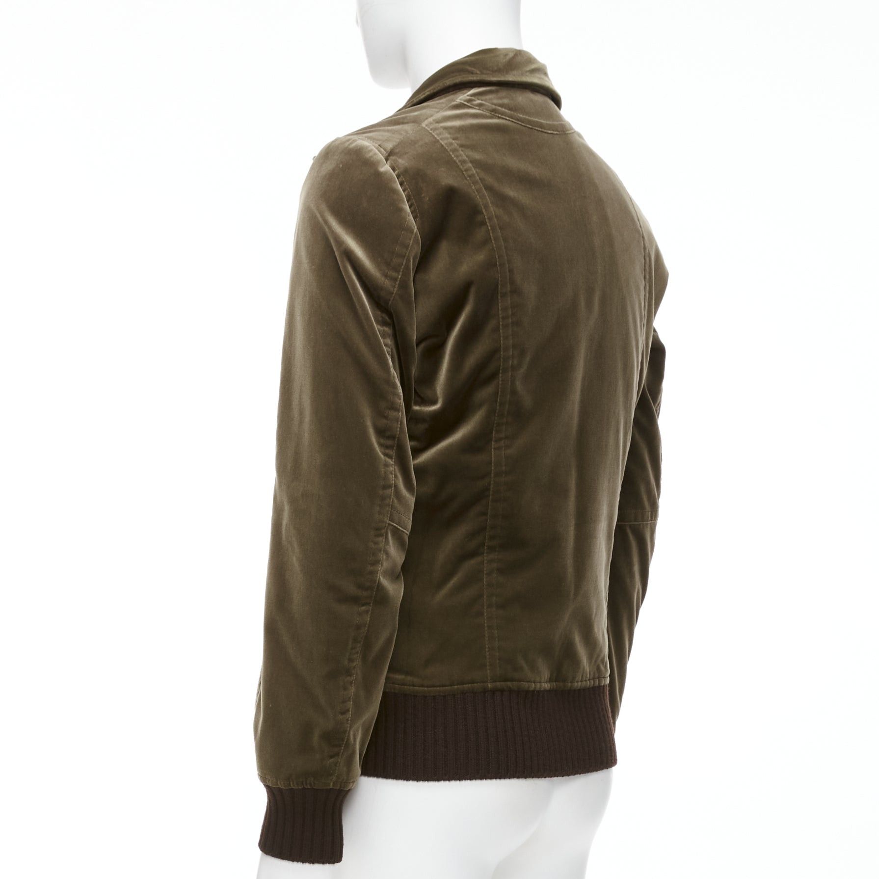 Costume National COSTUME NATIONAL smoked khaki cotton blend velvet panelled zip bomber IT50 L Size US L / EU 52-54 / 3 - 7 Thumbnail