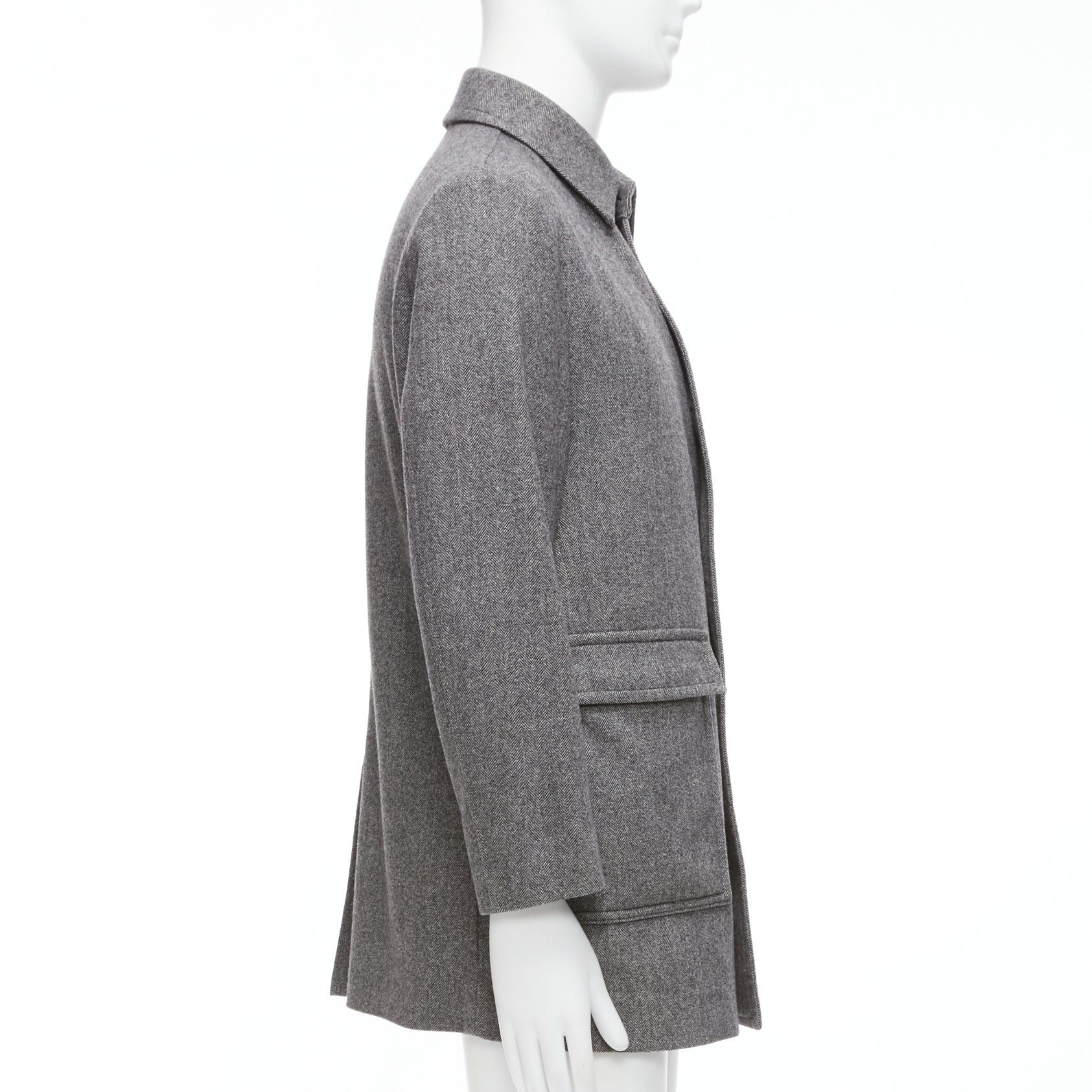 Lanvin LANVIN JL grey wool blend herringbone dual pocketed overcoat IT46 S Size US S / EU 44-46 / 1 - 4 Thumbnail