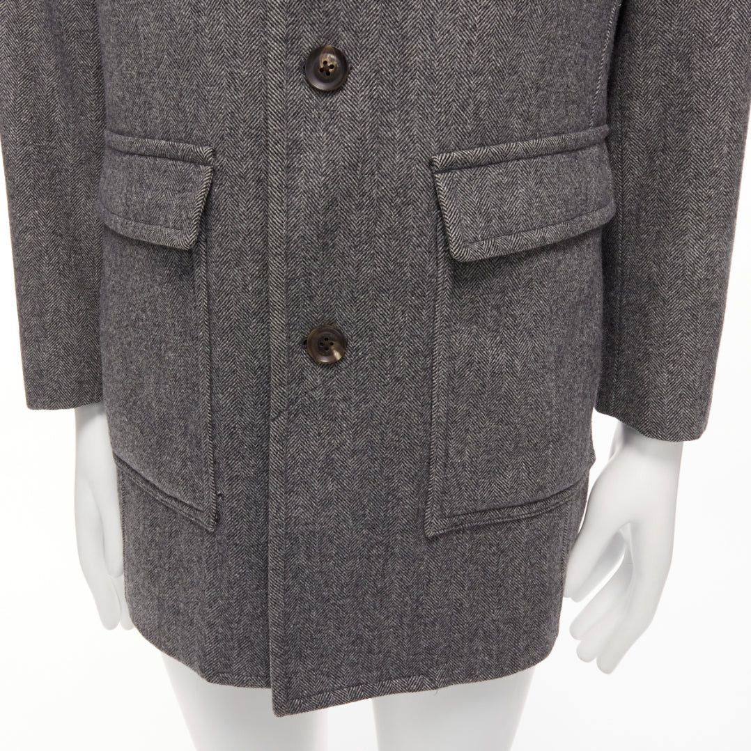 Lanvin LANVIN JL grey wool blend herringbone dual pocketed overcoat IT46 S Size US S / EU 44-46 / 1 - 2 Thumbnail