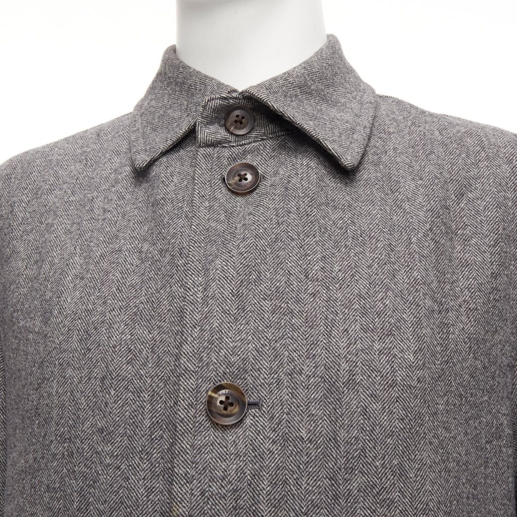 Lanvin LANVIN JL grey wool blend herringbone dual pocketed overcoat IT46 S Size US S / EU 44-46 / 1 - 7 Thumbnail