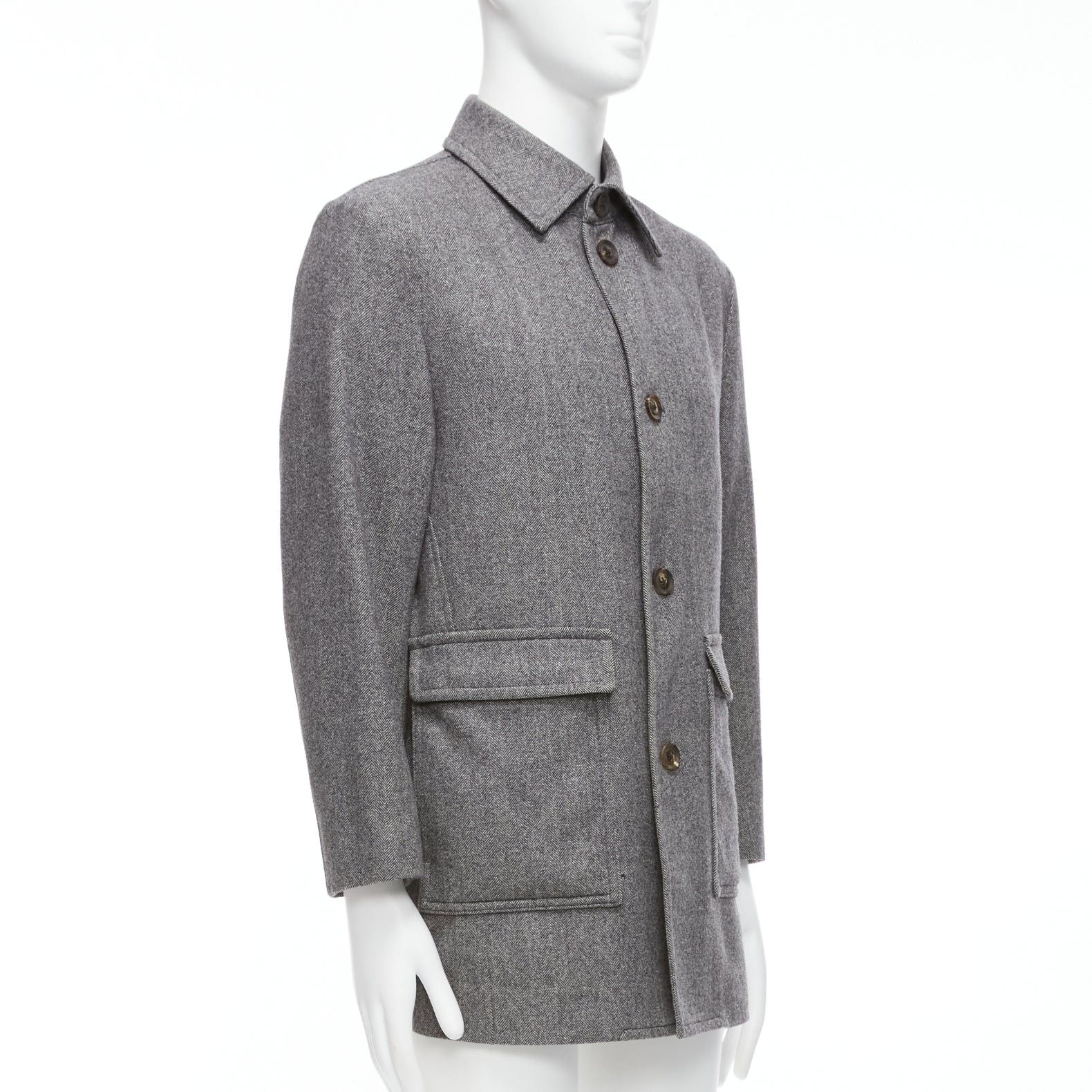 Lanvin LANVIN JL grey wool blend herringbone dual pocketed overcoat IT46 S Size US S / EU 44-46 / 1 - 3 Thumbnail