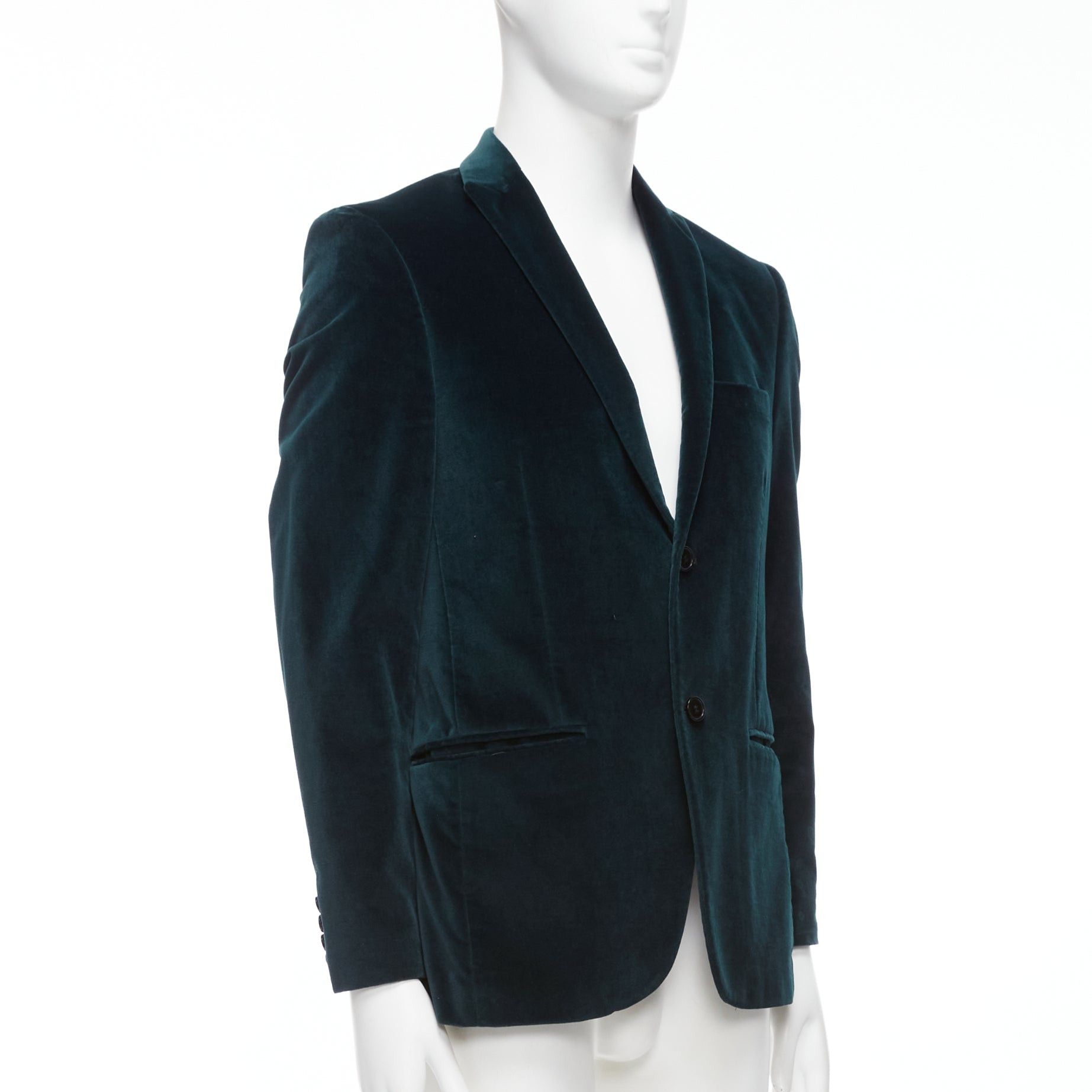 Kenzo KENZO dark teal cotton velvet plus fit single breasted blazer IT48 M Size 48R - 4 Thumbnail