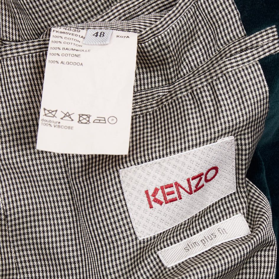 Kenzo KENZO dark teal cotton velvet plus fit single breasted blazer IT48 M Size 48R - 9 Thumbnail
