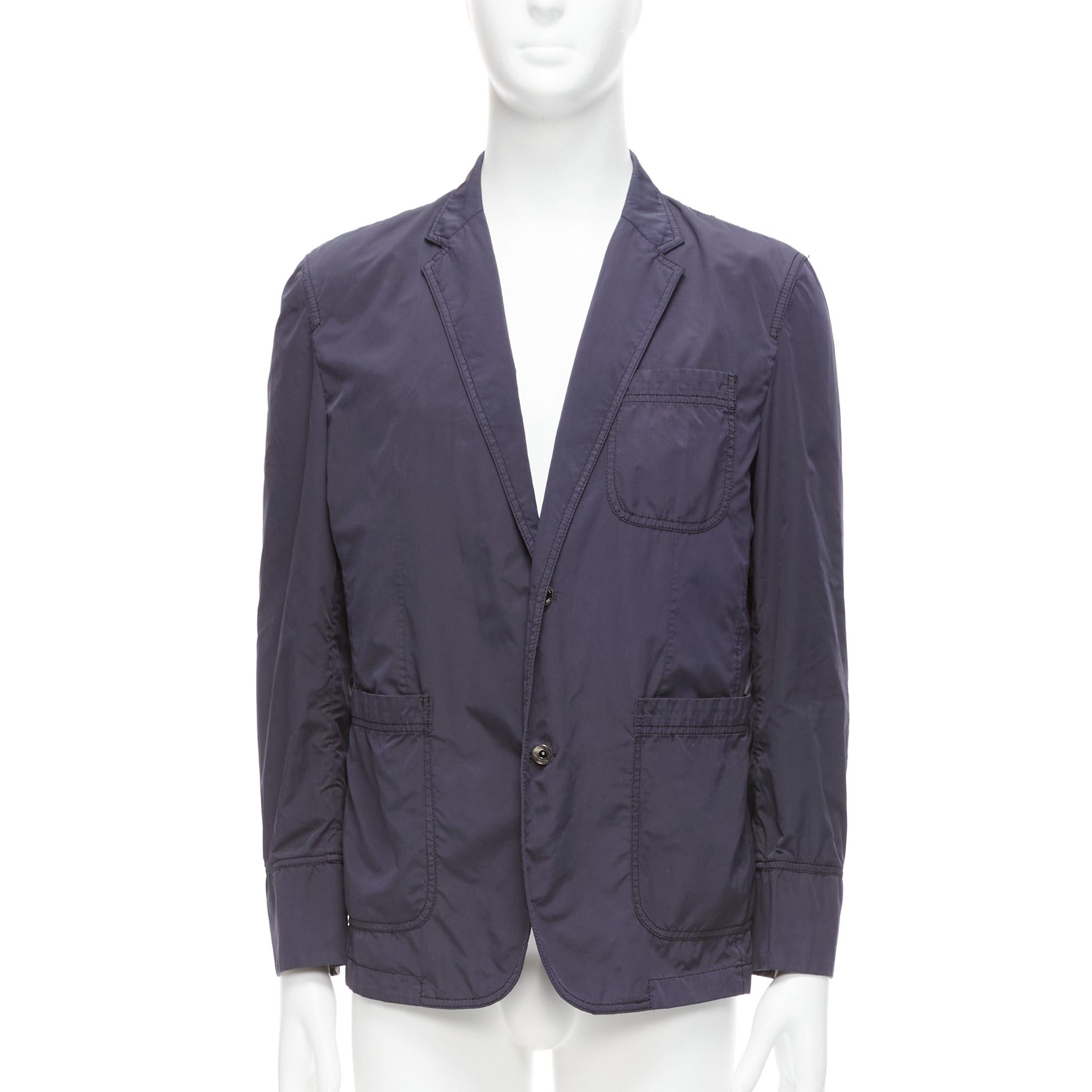 S.T. Dupont ST DUPONT charcoal grey nylon overstitched silver hardware blazer IT50 L Size 50R - 3 Thumbnail