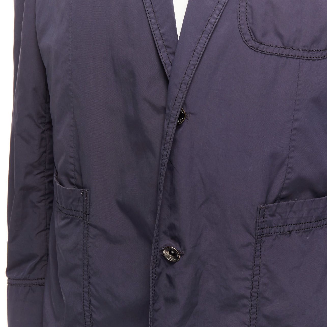 S.T. Dupont ST DUPONT charcoal grey nylon overstitched silver hardware blazer IT50 L Size 50R - 8 Thumbnail