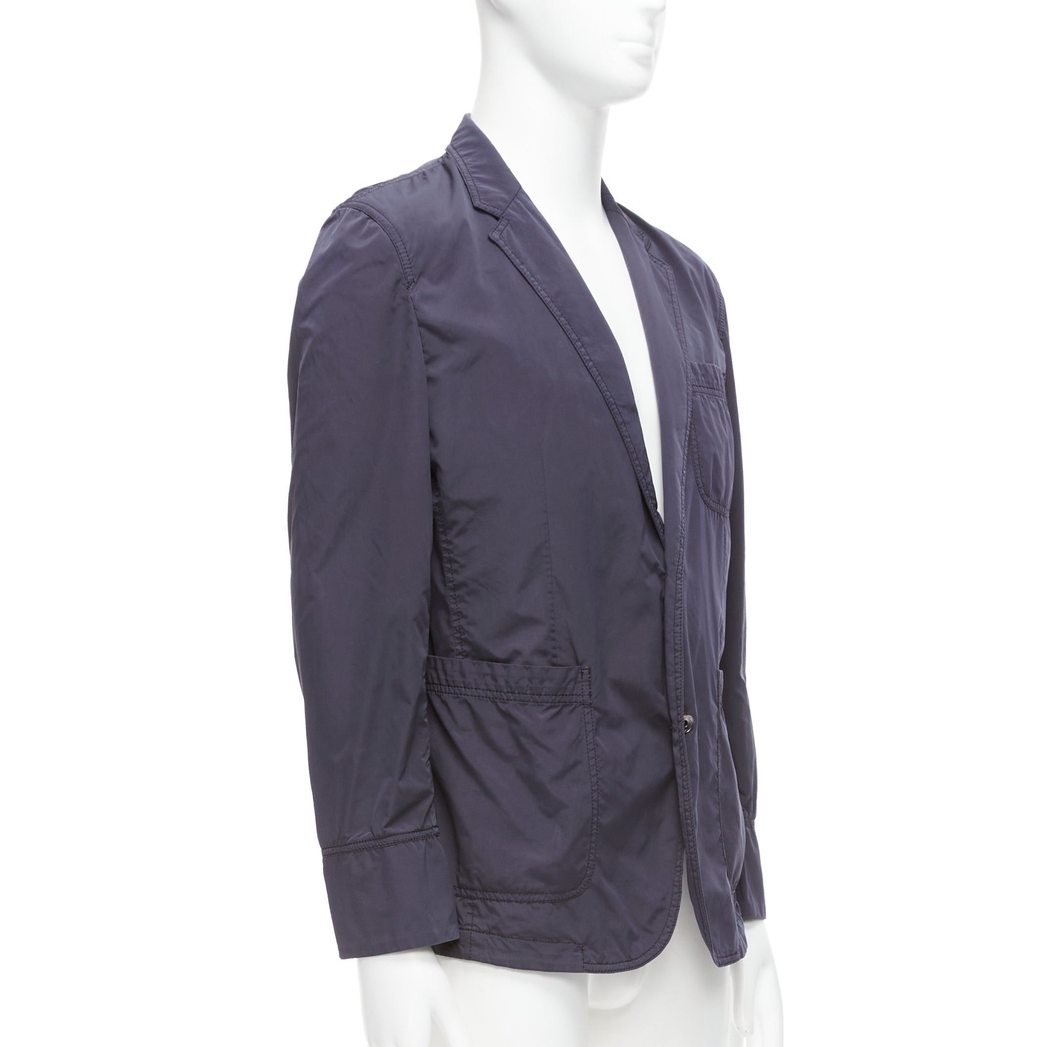 S.T. Dupont ST DUPONT charcoal grey nylon overstitched silver hardware blazer IT50 L Size 50R - 4 Thumbnail