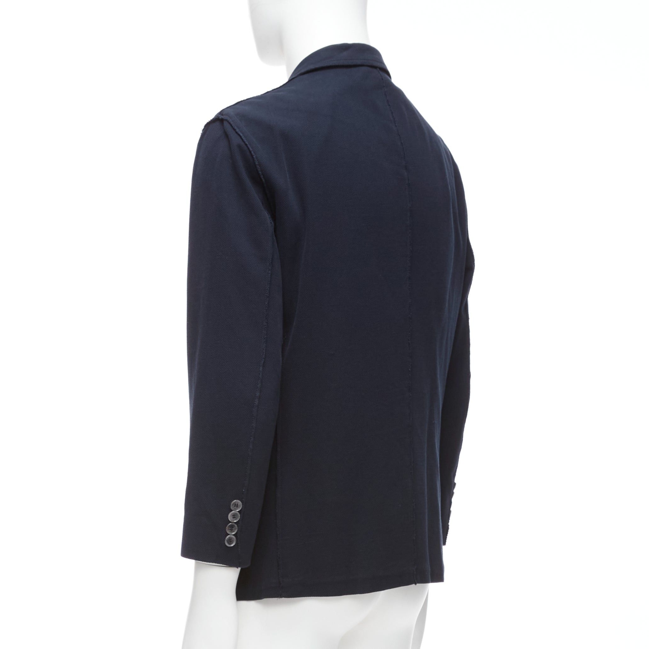 Lanvin LANVIN navy waffle cotton inside out seams blazer jacket FR50 L Size 50R - 6 Thumbnail