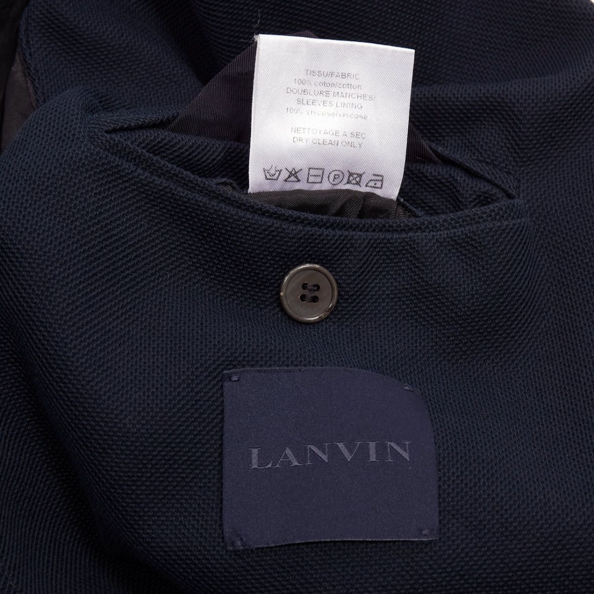 Lanvin LANVIN navy waffle cotton inside out seams blazer jacket FR50 L Size 50R - 8 Thumbnail