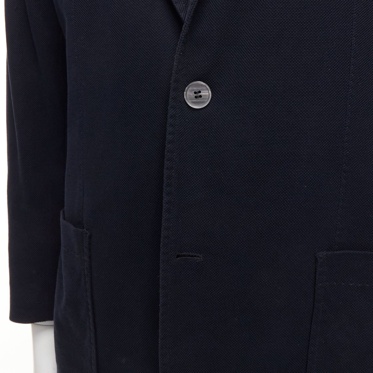 Lanvin LANVIN navy waffle cotton inside out seams blazer jacket FR50 L Size 50R - 7 Thumbnail