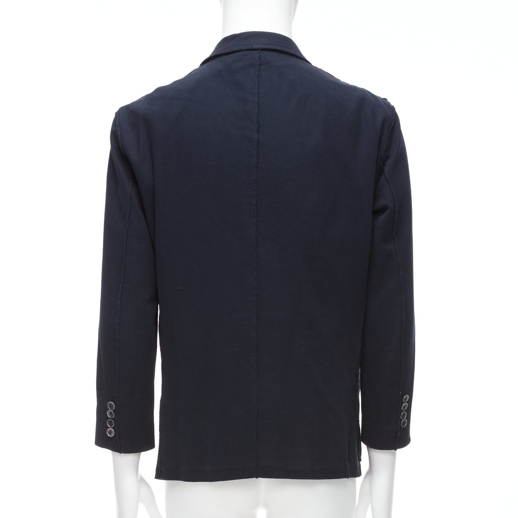 Lanvin LANVIN navy waffle cotton inside out seams blazer jacket FR50 L Size 50R - 5 Thumbnail