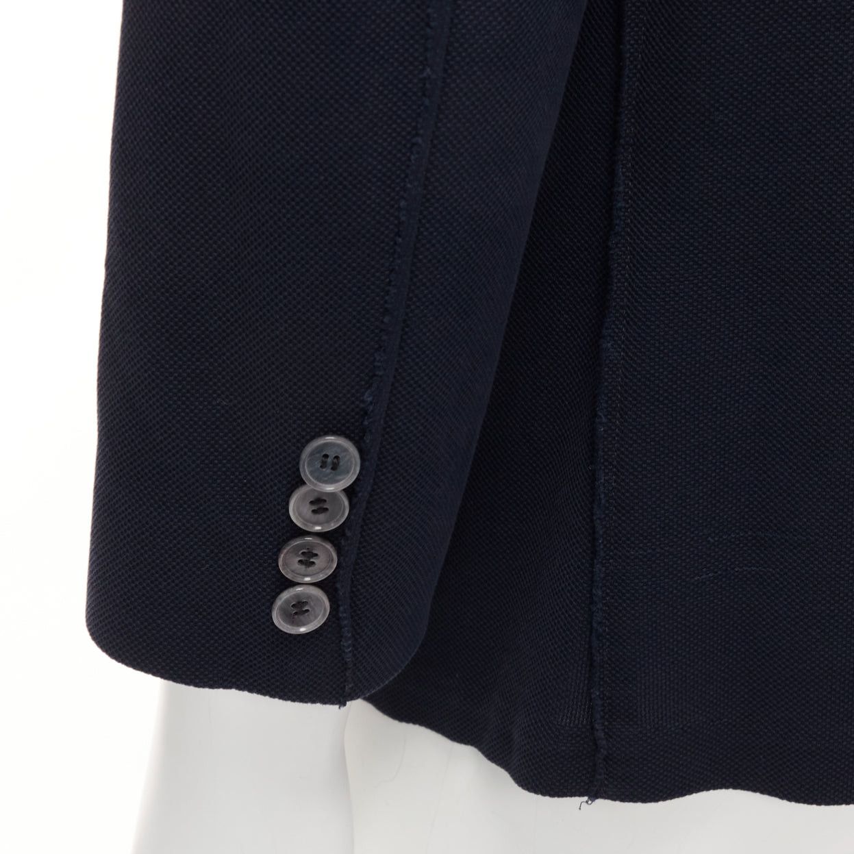 Lanvin LANVIN navy waffle cotton inside out seams blazer jacket FR50 L Size 50R - 2 Thumbnail