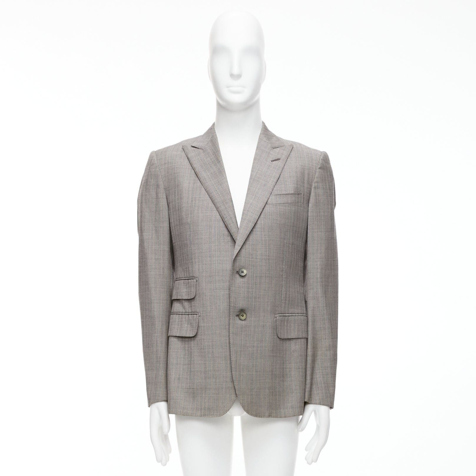 Gucci GUCCI 100% wool grey red checkered pocketed boxy long sleeve blazer IT50 L Size 50R - 9 Thumbnail
