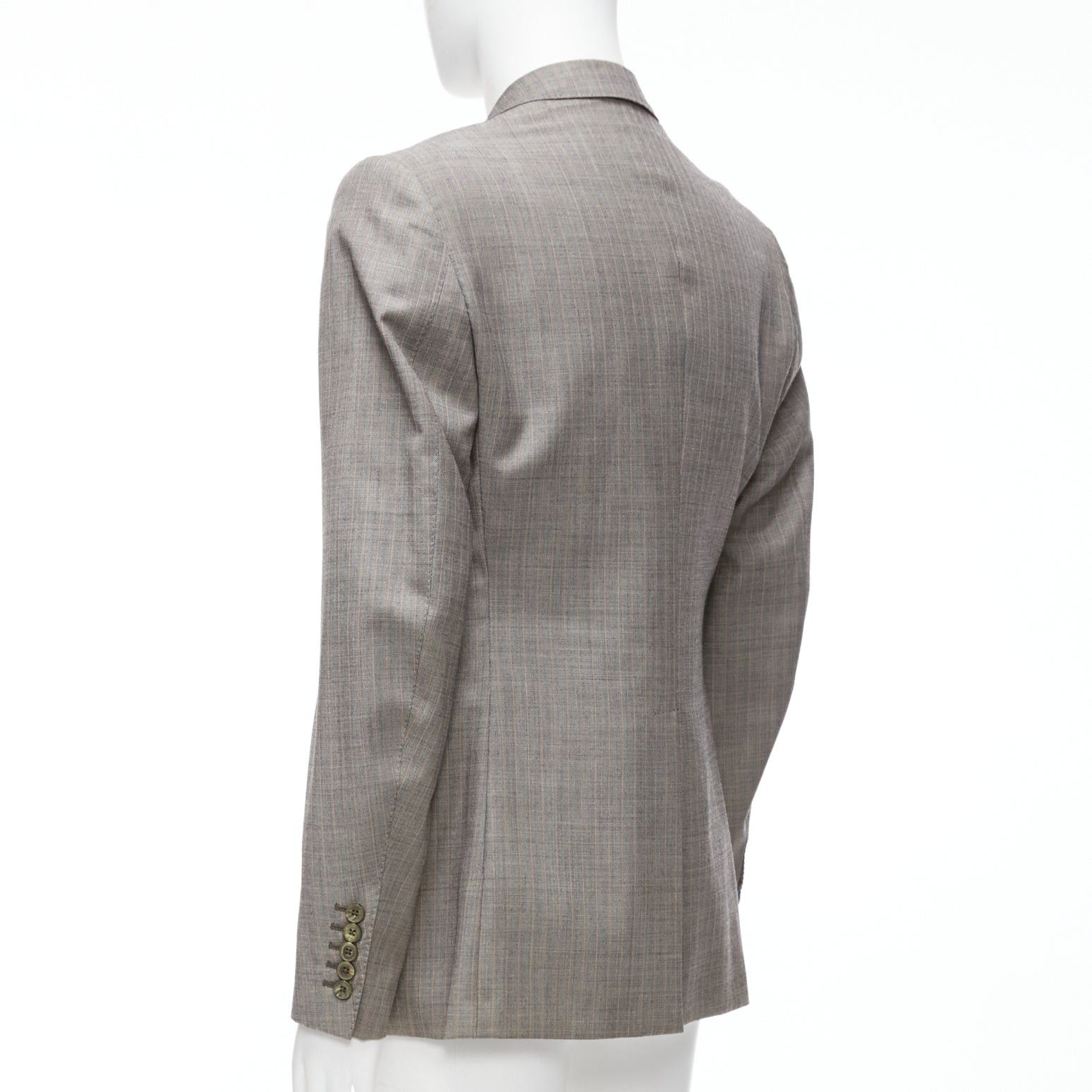 Gucci GUCCI 100% wool grey red checkered pocketed boxy long sleeve blazer IT50 L Size 50R - 6 Thumbnail