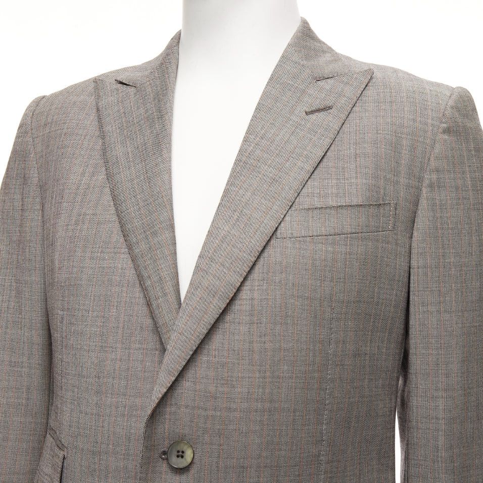 Gucci GUCCI 100% wool grey red checkered pocketed boxy long sleeve blazer IT50 L Size 50R - 7 Thumbnail