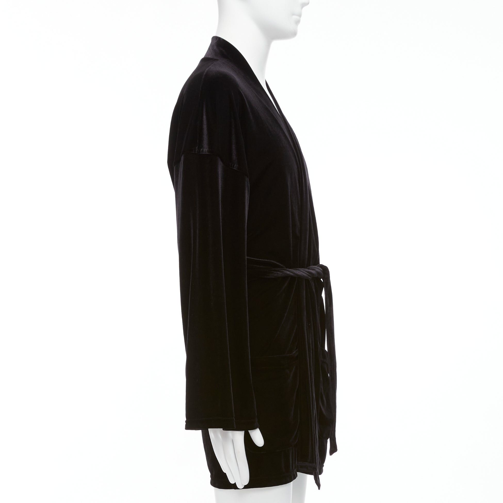Emporio Armani EMPORIO ARMANI black velvet GA embroidered logo belted robe jacket M Size US M / EU 48-50 / 2 - 4 Thumbnail