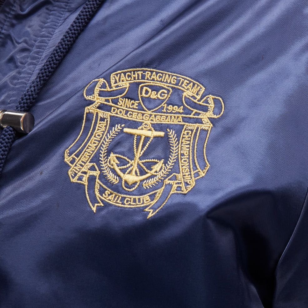 Dolce & Gabbana D&G navy nylon grey cotton lined gold varsity logo hooded zip up IT46 S Size US S / EU 44-46 / 1 - 2 Thumbnail