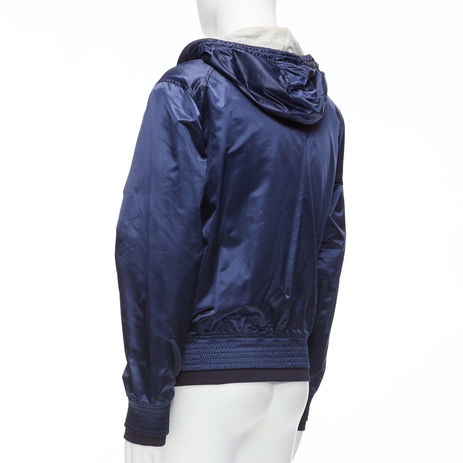 Dolce & Gabbana D&G navy nylon grey cotton lined gold varsity logo hooded zip up IT46 S Size US S / EU 44-46 / 1 - 7 Thumbnail