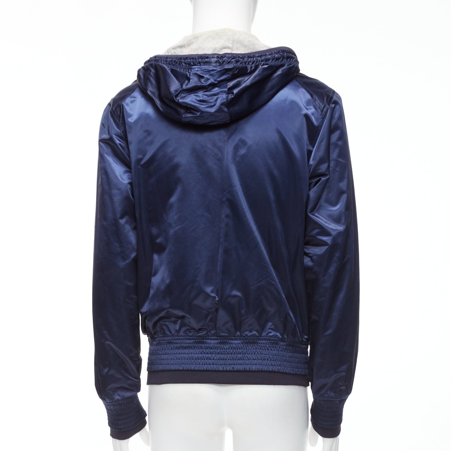 Dolce & Gabbana D&G navy nylon grey cotton lined gold varsity logo hooded zip up IT46 S Size US S / EU 44-46 / 1 - 6 Thumbnail