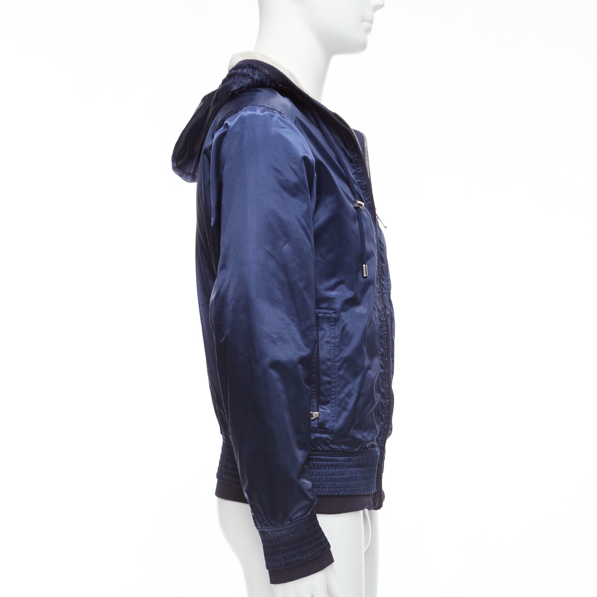 Dolce & Gabbana D&G navy nylon grey cotton lined gold varsity logo hooded zip up IT46 S Size US S / EU 44-46 / 1 - 5 Thumbnail