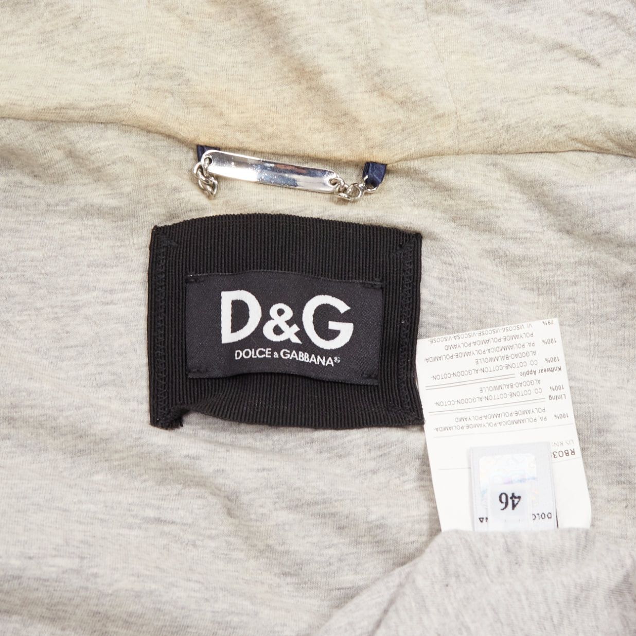 Dolce & Gabbana D&G navy nylon grey cotton lined gold varsity logo hooded zip up IT46 S Size US S / EU 44-46 / 1 - 9 Thumbnail