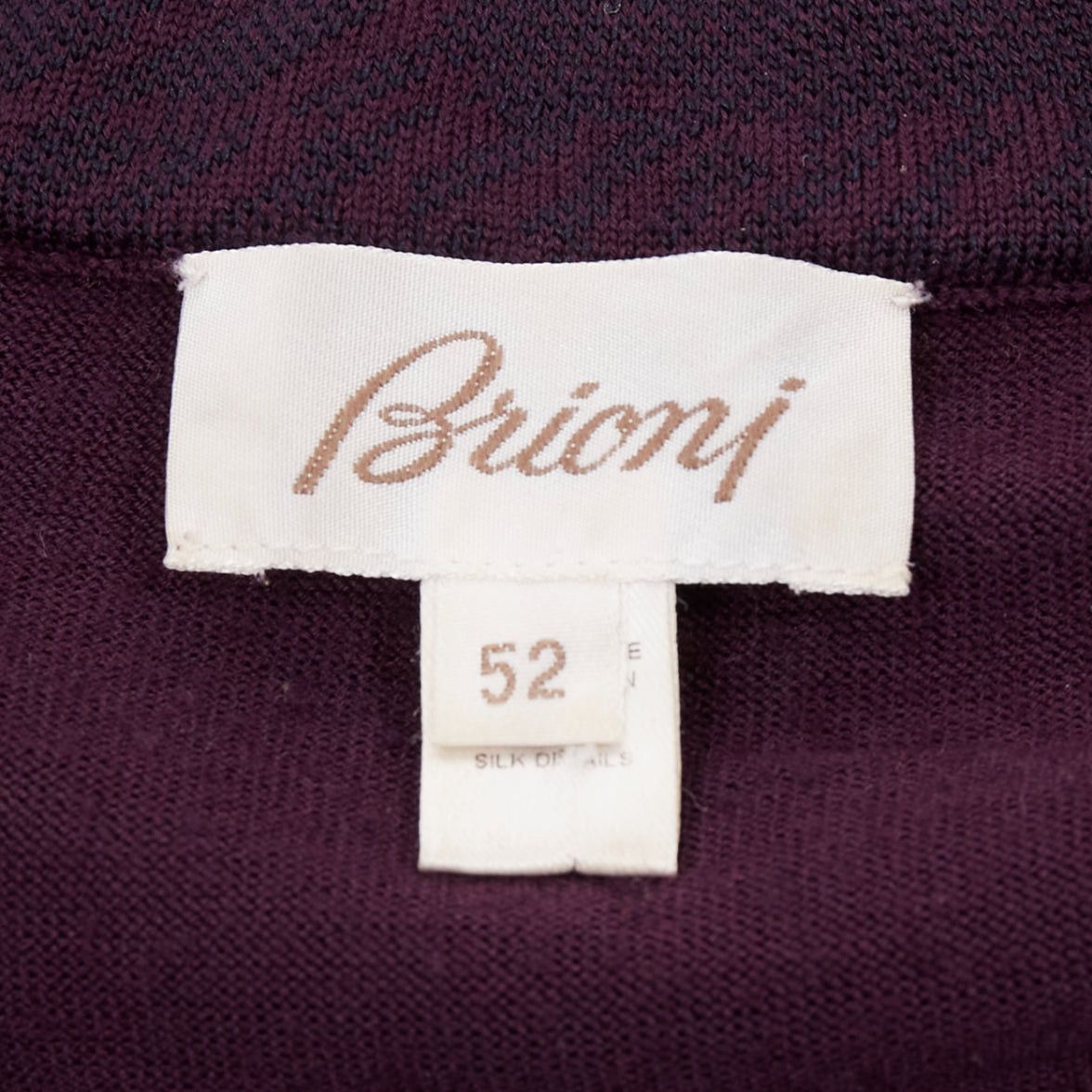 Brioni BRIONI 100% wool eggplant purple silk trimmed half zip long sleeve sweater Size US M / EU 48-50 / 2 - 8 Thumbnail