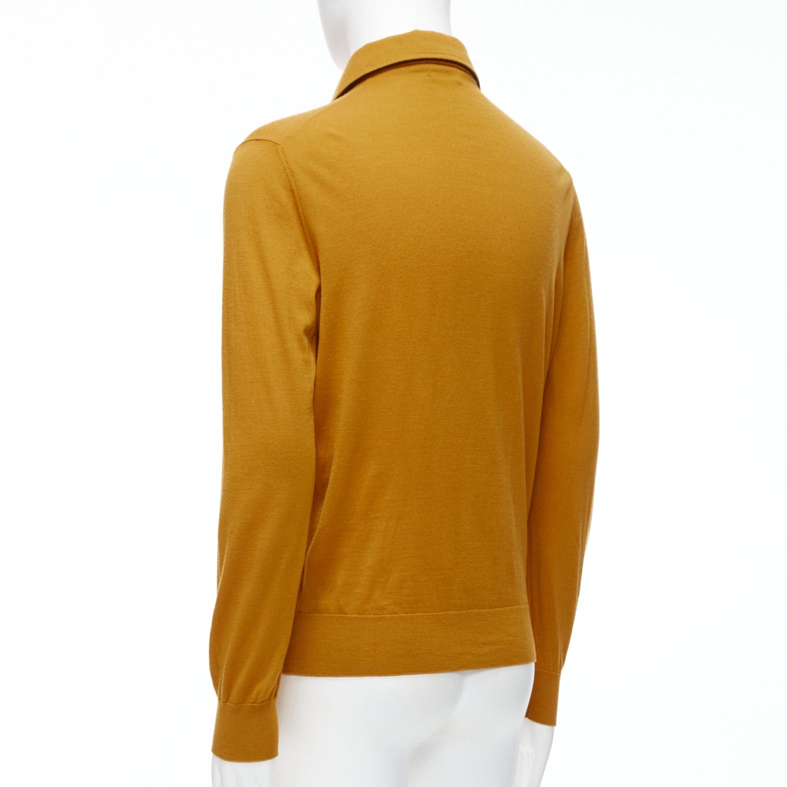 Ermenegildo Zegna ERMENEGILDO ZEGNA wool cashmere mustard yellow knit polo sweater IT50 L Size US L / EU 52-54 / 3 - 6 Thumbnail