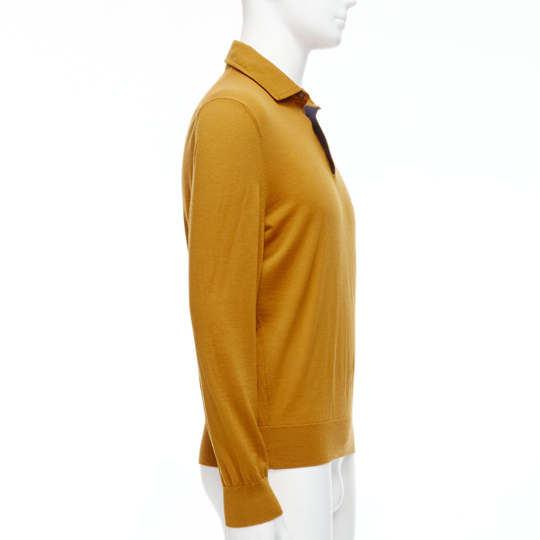 Ermenegildo Zegna ERMENEGILDO ZEGNA wool cashmere mustard yellow knit polo sweater IT50 L Size US L / EU 52-54 / 3 - 4 Thumbnail
