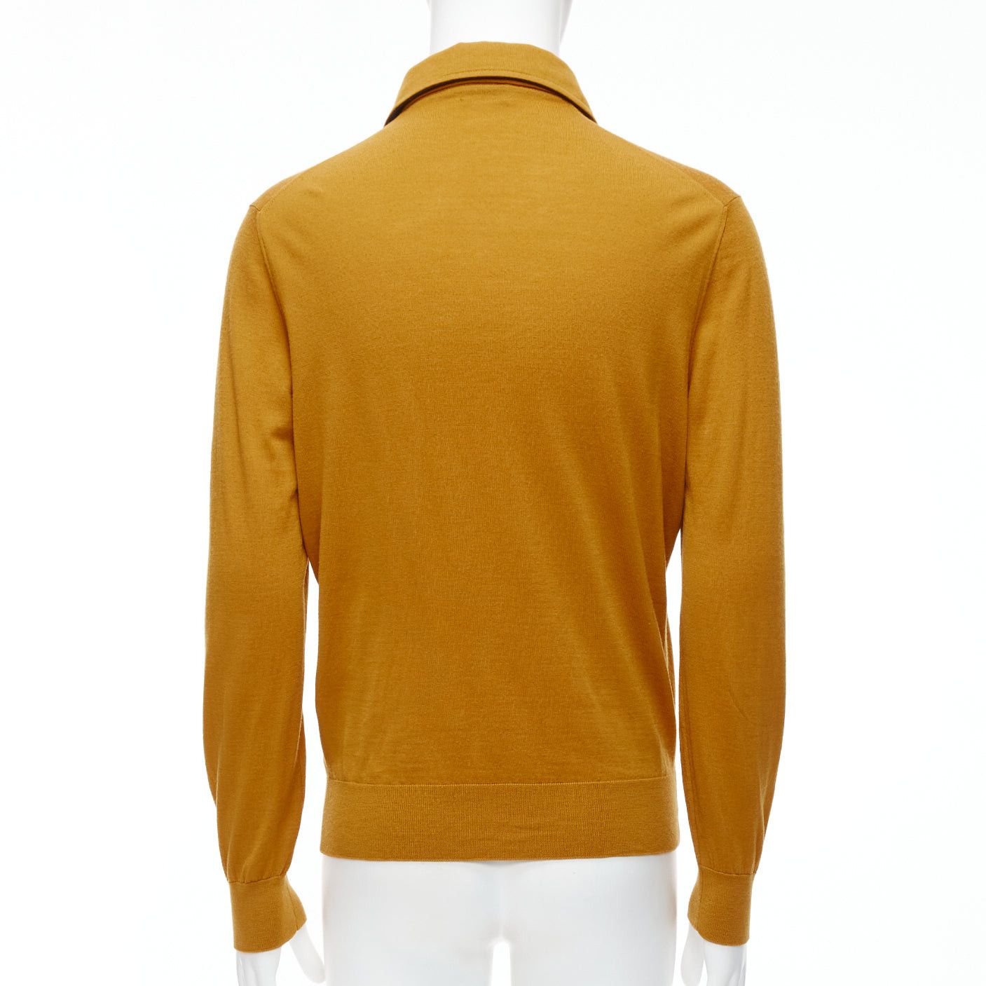 Ermenegildo Zegna ERMENEGILDO ZEGNA wool cashmere mustard yellow knit polo sweater IT50 L Size US L / EU 52-54 / 3 - 5 Thumbnail