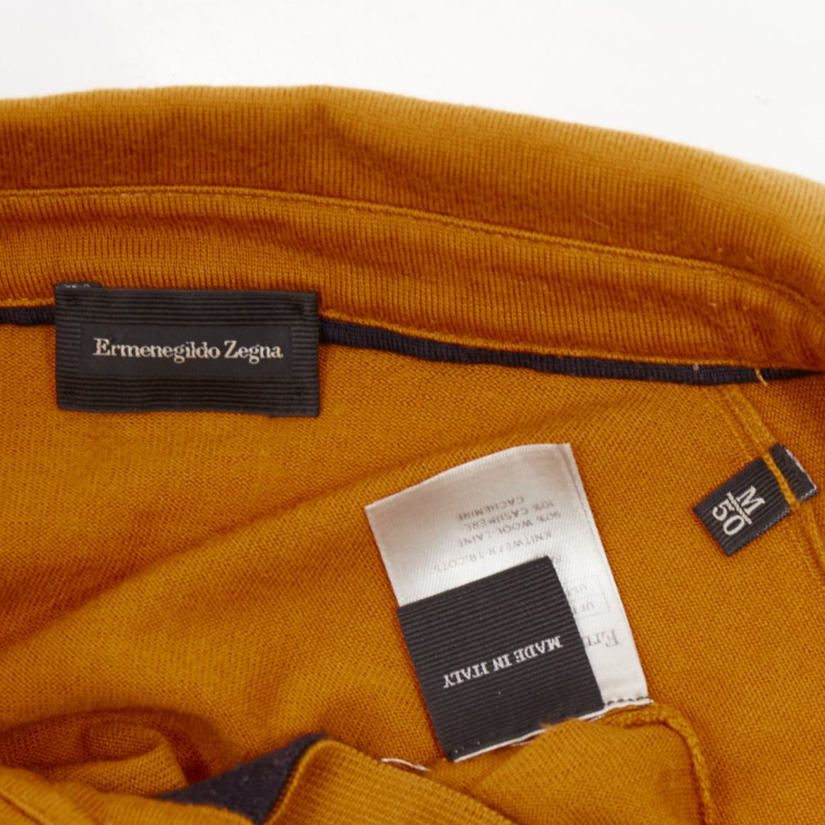 Ermenegildo Zegna ERMENEGILDO ZEGNA wool cashmere mustard yellow knit polo sweater IT50 L Size US L / EU 52-54 / 3 - 8 Thumbnail