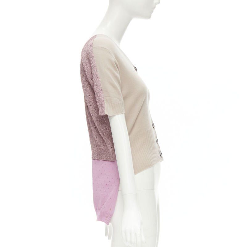 Louis Vuitton LOUIS VUITTON Vintage beige cashmere blend pink lurex layered cardigan L Size L / US 10 / IT 46 - 6 Thumbnail