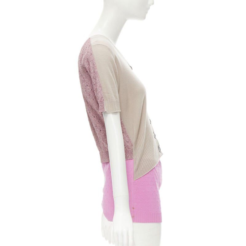 Louis Vuitton LOUIS VUITTON Vintage beige cashmere blend pink lurex layered cardigan L Size L / US 10 / IT 46 - 5 Thumbnail