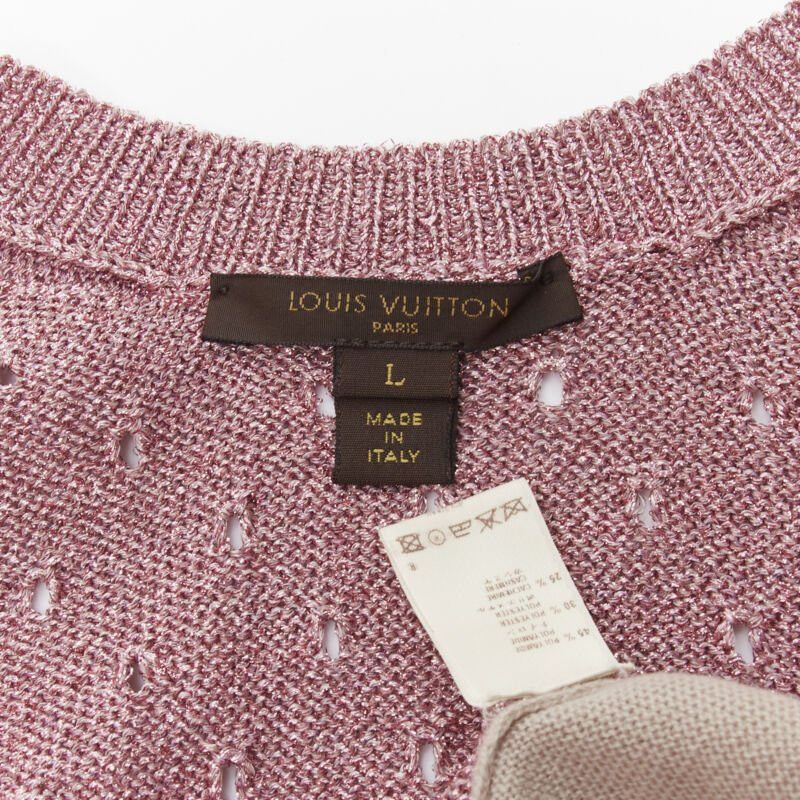 Louis Vuitton LOUIS VUITTON Vintage beige cashmere blend pink lurex layered cardigan L Size L / US 10 / IT 46 - 12 Thumbnail