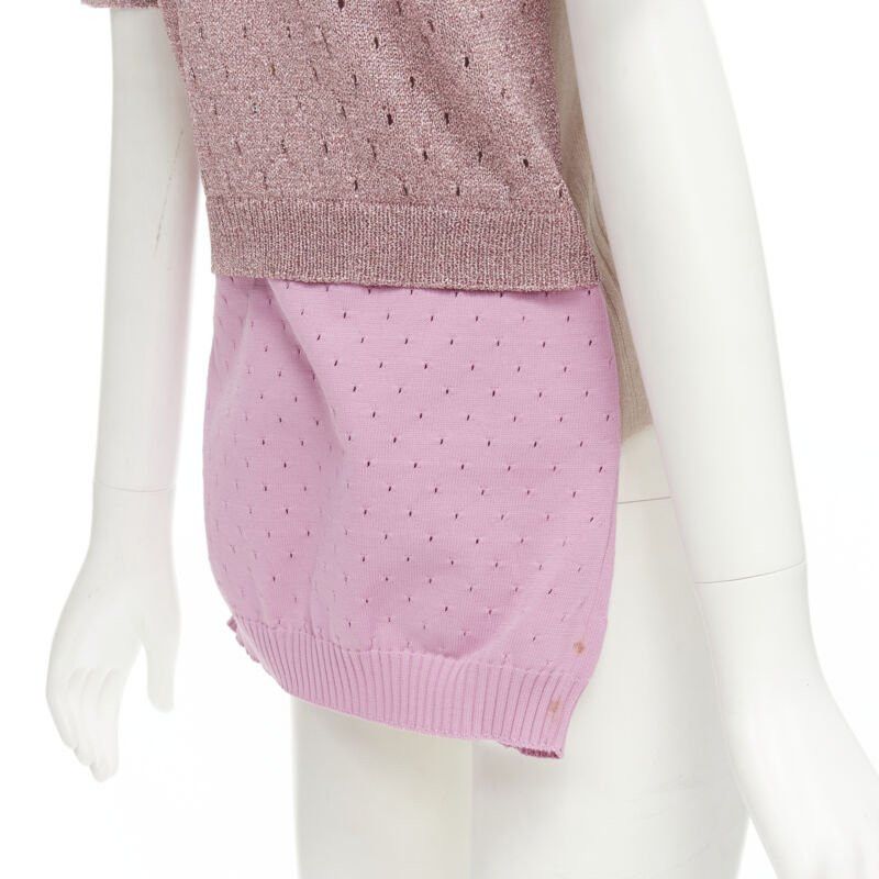 Louis Vuitton LOUIS VUITTON Vintage beige cashmere blend pink lurex layered cardigan L Size L / US 10 / IT 46 - 10 Thumbnail