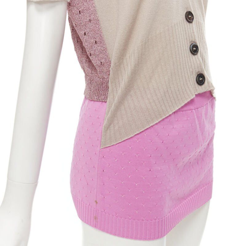 Louis Vuitton LOUIS VUITTON Vintage beige cashmere blend pink lurex layered cardigan L Size L / US 10 / IT 46 - 2 Thumbnail