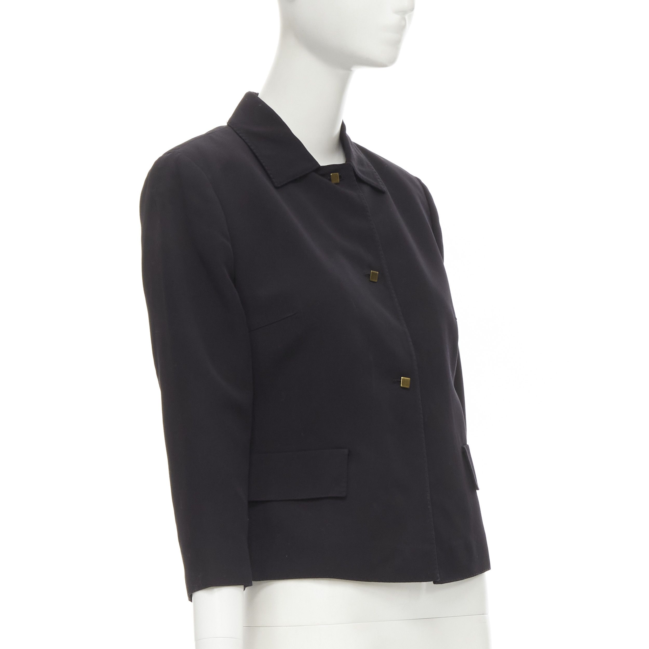 Valentino VALENTINO Vintage copper tone square buttons black cropped blazer IT44 L Size M / US 6-8 / IT 42-44 - 3 Thumbnail