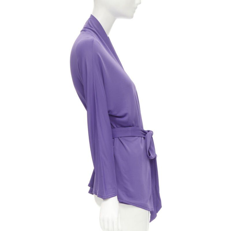 Hermes HERMES purple viscose scoop neck double layered belted cardigan top FR38 S Size S / US 4 / IT 40 - 4 Thumbnail