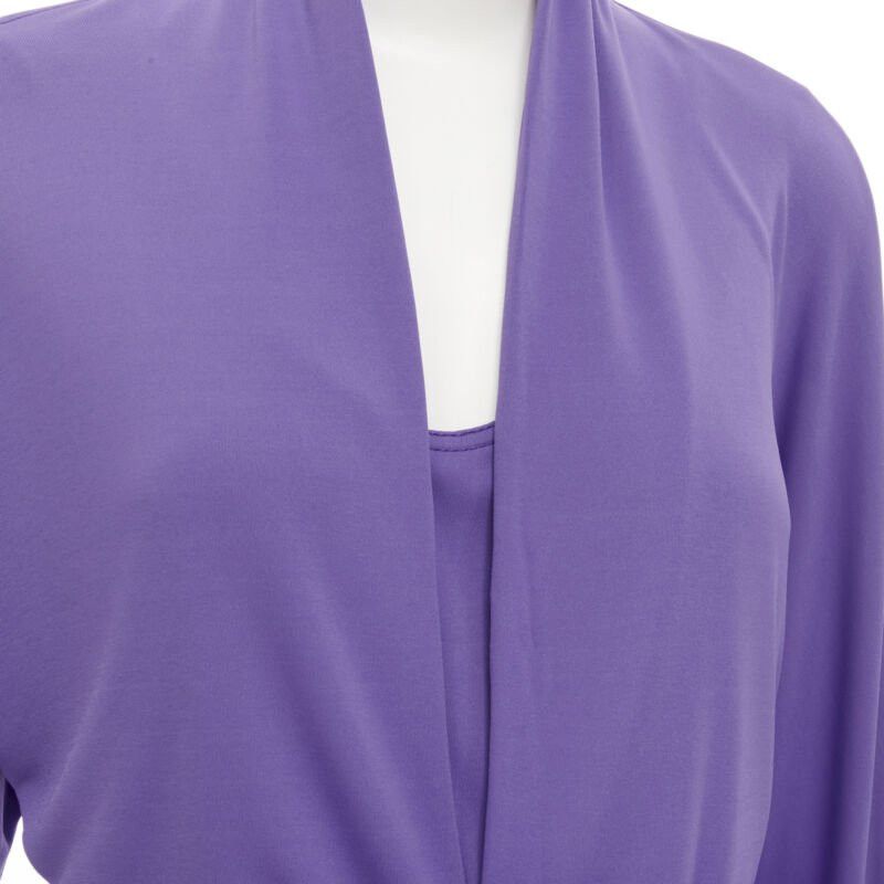 Hermes HERMES purple viscose scoop neck double layered belted cardigan top FR38 S Size S / US 4 / IT 40 - 7 Thumbnail