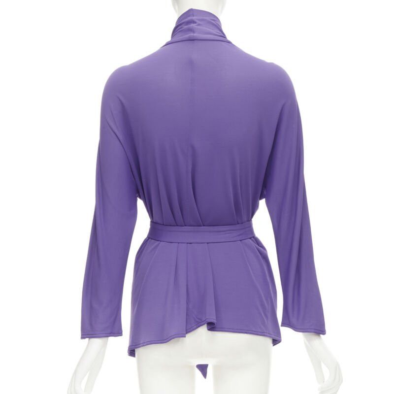 Hermes HERMES purple viscose scoop neck double layered belted cardigan top FR38 S Size S / US 4 / IT 40 - 5 Thumbnail