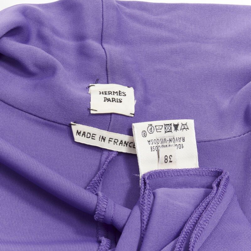 Hermes HERMES purple viscose scoop neck double layered belted cardigan top FR38 S Size S / US 4 / IT 40 - 10 Thumbnail