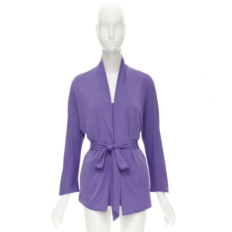 Hermes HERMES purple viscose scoop neck double layered belted cardigan top FR38 S Size S / US 4 / IT 40 - 11 Thumbnail