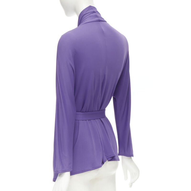 Hermes HERMES purple viscose scoop neck double layered belted cardigan top FR38 S Size S / US 4 / IT 40 - 6 Thumbnail