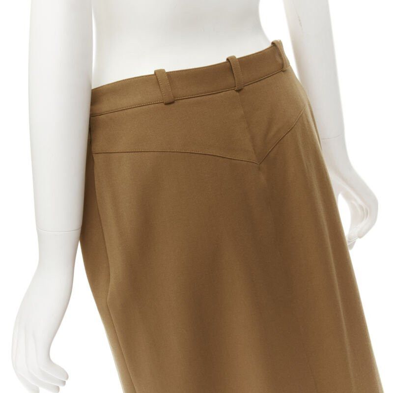 Hermes HERMES brown wool blend leather Sellier zipper pocket pencil skirt FR42 L Size 30" / US 8 / IT 44 - 7 Thumbnail