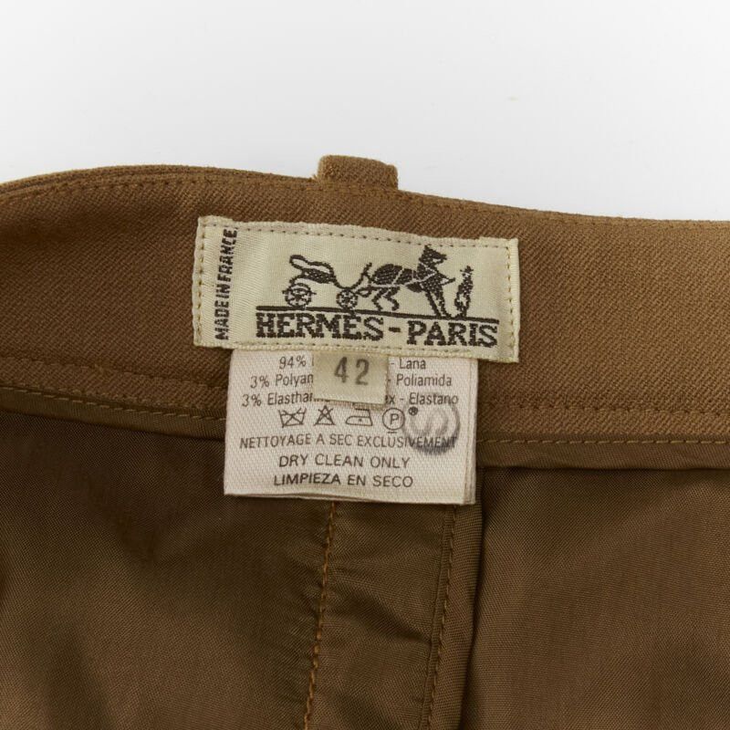 Hermes HERMES brown wool blend leather Sellier zipper pocket pencil skirt FR42 L Size 30" / US 8 / IT 44 - 8 Thumbnail