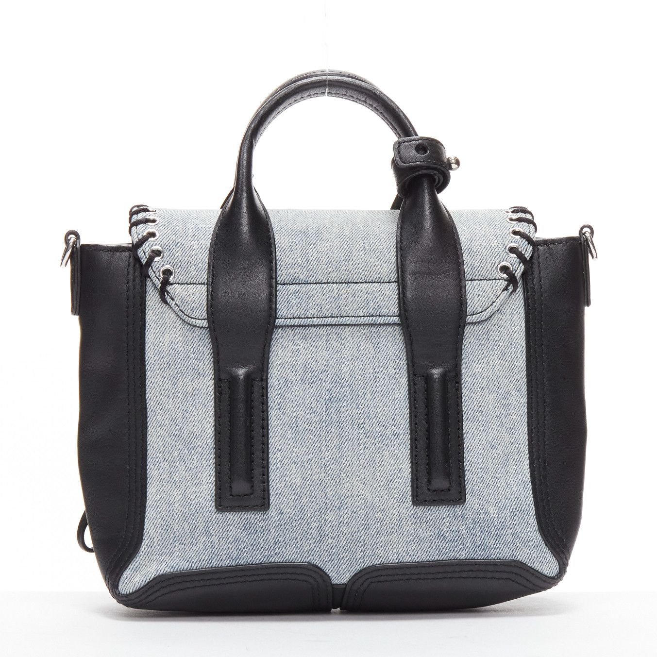 3.1 Phillip Lim 3.1 PHILLIP LIM Pashli washed blue denim whipstitch black leather mini crossbody bag Size ONE SIZE - 5 Thumbnail