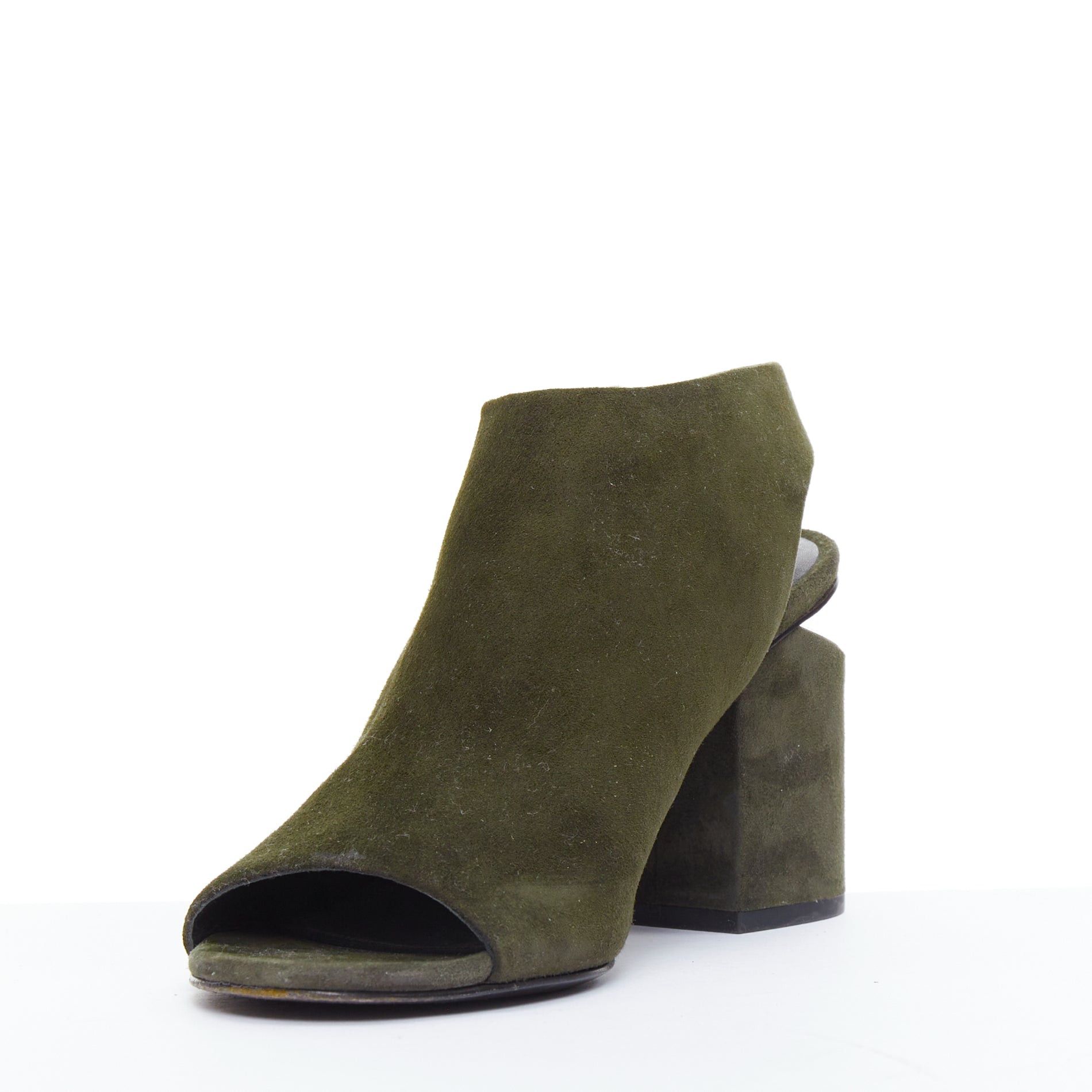 Alexander Wang ALEXANDER WANG Nadia green suede silver cut out open toe heels EU39 Size US 9 / IT 39 - 4 Thumbnail