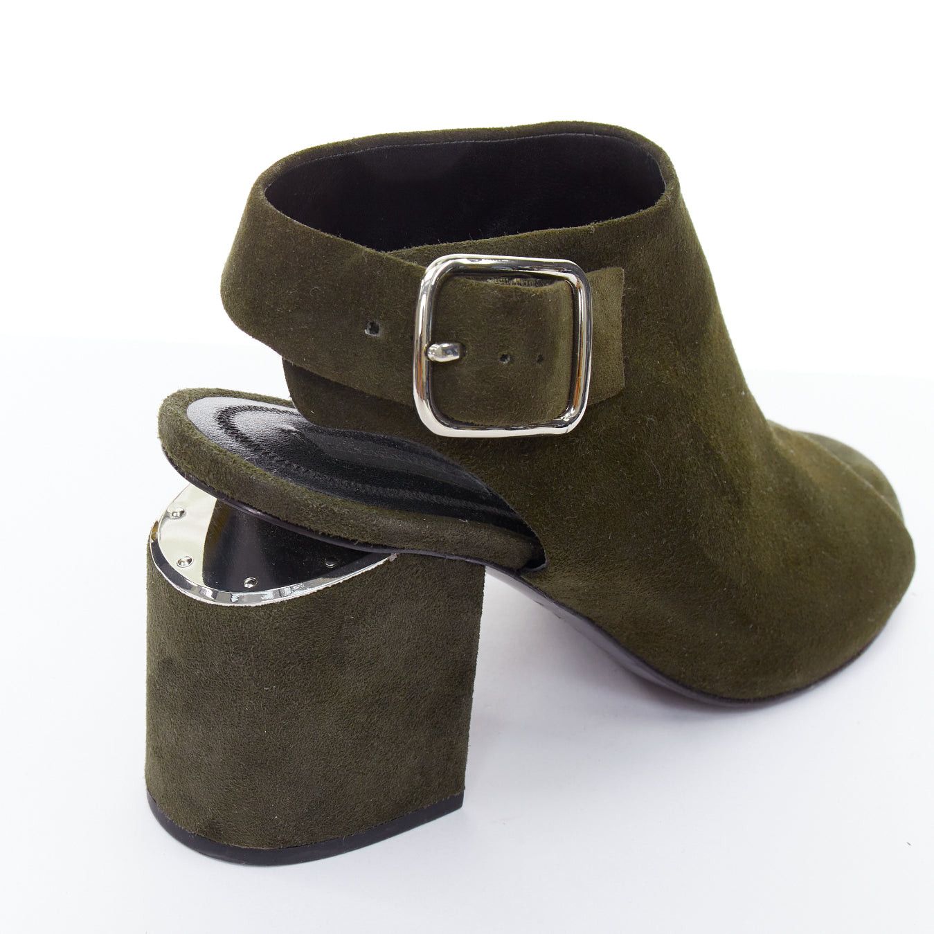 Alexander Wang ALEXANDER WANG Nadia green suede silver cut out open toe heels EU39 Size US 9 / IT 39 - 8 Thumbnail