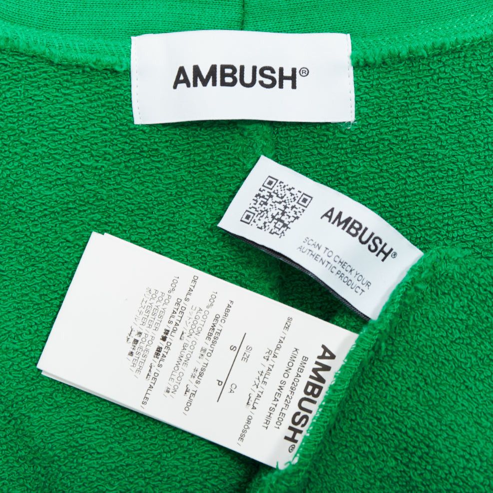 Ambush Design AMBUSH WKSP Kimono Sweatshirt green cotton black rubber logo sleeve tie jacket S Size S / US 4 / IT 40 - 8 Thumbnail