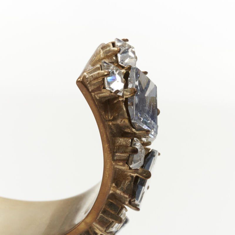 Dior CHRISTIAN DIOR light blue clear square crystal jewel gold-tone cuff bangle M Size ONE SIZE - 5 Thumbnail
