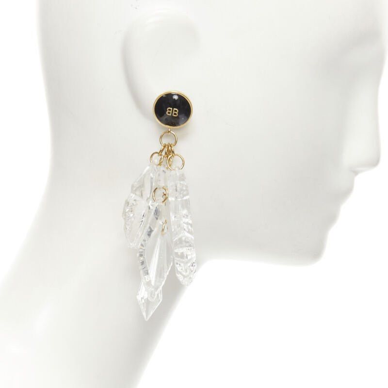 Balenciaga BALENCIAGA Demna 2018 Pic Pendant BB logo clear Chandelier earrings Size ONE SIZE - 3 Thumbnail