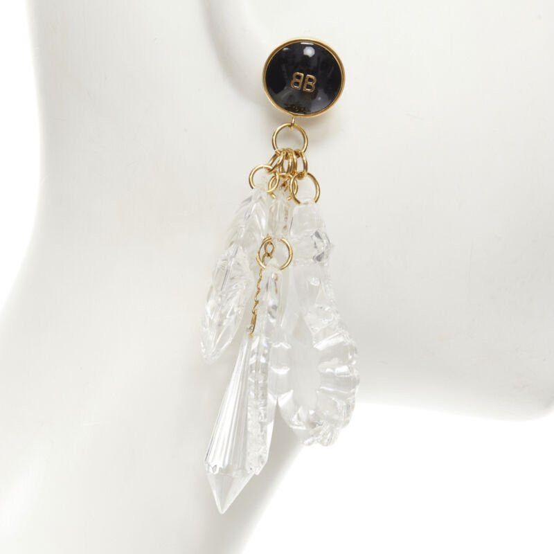 Balenciaga BALENCIAGA Demna 2018 Pic Pendant BB logo clear Chandelier earrings Size ONE SIZE - 4 Thumbnail